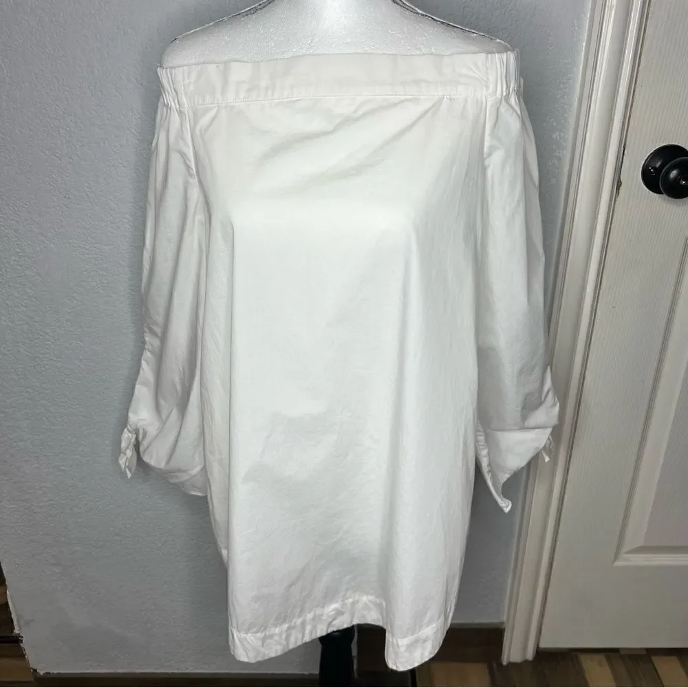 Free People White Off Shoulder Tunic Clean Girl Coastal Neutral Women Top Sz S